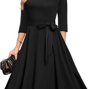 Cocktail Dresses for Women, Vintage Wedding Guest 3/4 Sleeves Formal Church Dres